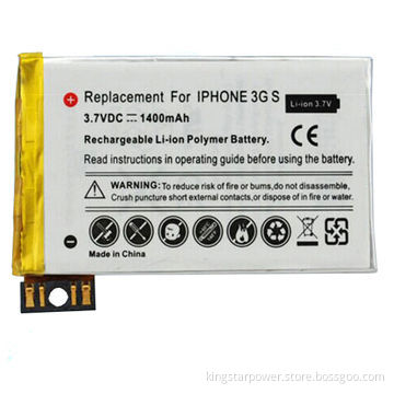 Li-polymer battery packs for iPhone 3GS, APN 616-0431/616-0432/616-0433/616-0434/616-0435, 1,400mAh